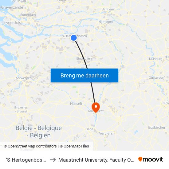 'S-Hertogenbosch (Den Bosch) to Maastricht University, Faculty Of Arts And Social Sciences map