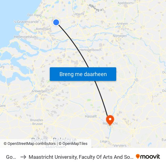 Gouda to Maastricht University, Faculty Of Arts And Social Sciences map