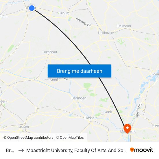 Breda to Maastricht University, Faculty Of Arts And Social Sciences map