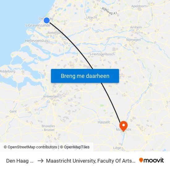 Den Haag Centraal to Maastricht University, Faculty Of Arts And Social Sciences map