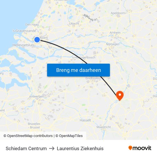 Schiedam Centrum to Laurentius Ziekenhuis map