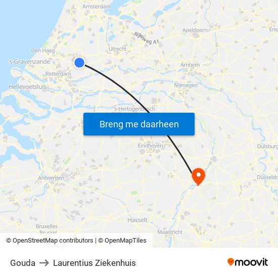 Gouda to Laurentius Ziekenhuis map