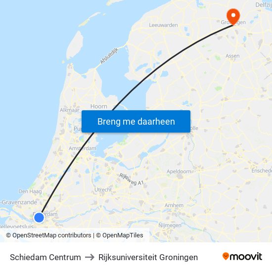 Schiedam Centrum to Rijksuniversiteit Groningen map