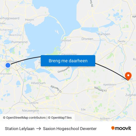 Station Lelylaan to Saxion Hogeschool Deventer map