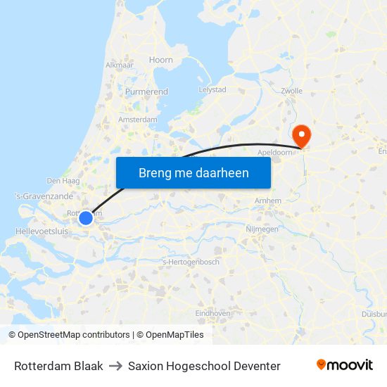 Rotterdam Blaak to Saxion Hogeschool Deventer map