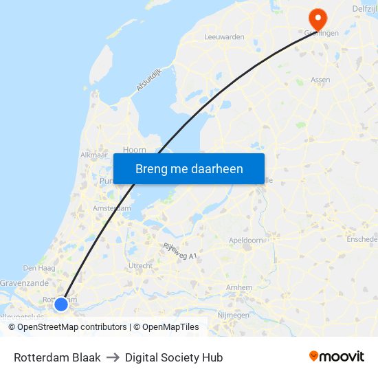 Rotterdam Blaak to Digital Society Hub map