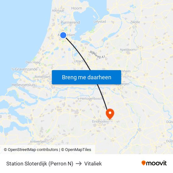 Station Sloterdijk (Perron N) to Vitaliek map