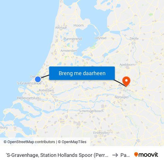 'S-Gravenhage, Station Hollands Spoor (Perron A) to Pabo map