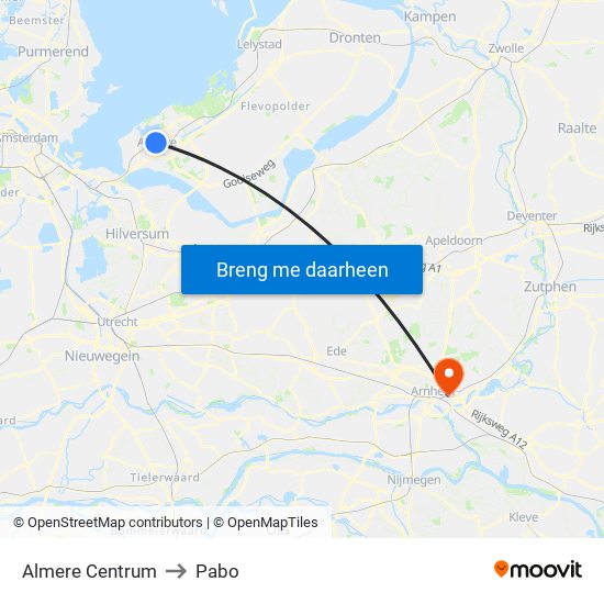 Almere Centrum to Pabo map