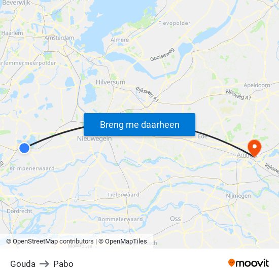 Gouda to Pabo map