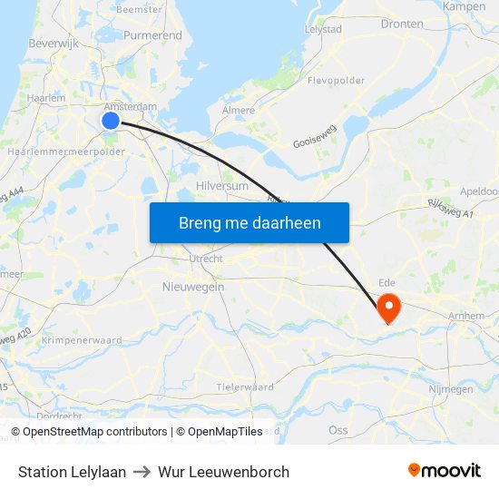 Station Lelylaan to Wur Leeuwenborch map