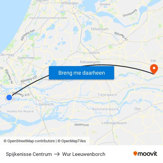 Spijkenisse Centrum to Wur Leeuwenborch map