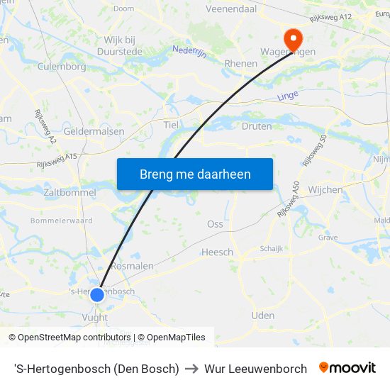 'S-Hertogenbosch (Den Bosch) to Wur Leeuwenborch map