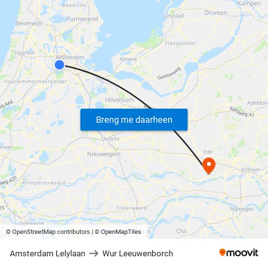 Amsterdam Lelylaan to Wur Leeuwenborch map