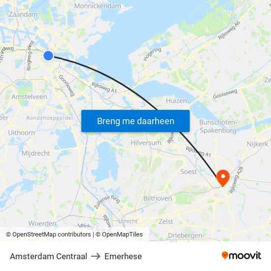 Amsterdam Centraal to Emerhese map