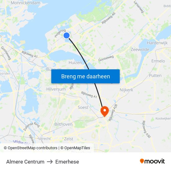 Almere Centrum to Emerhese map