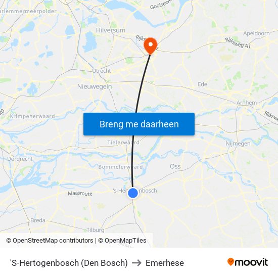 'S-Hertogenbosch (Den Bosch) to Emerhese map
