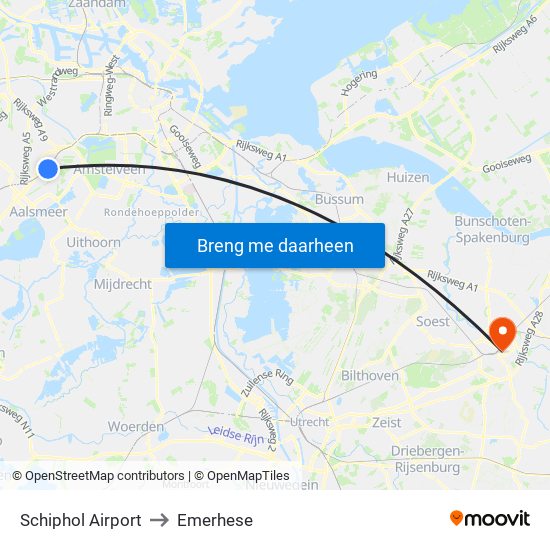 Schiphol Airport to Emerhese map