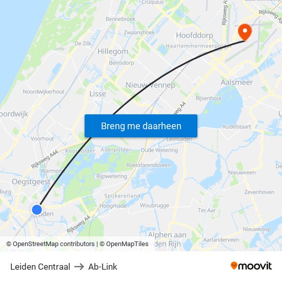 Leiden Centraal to Ab-Link map