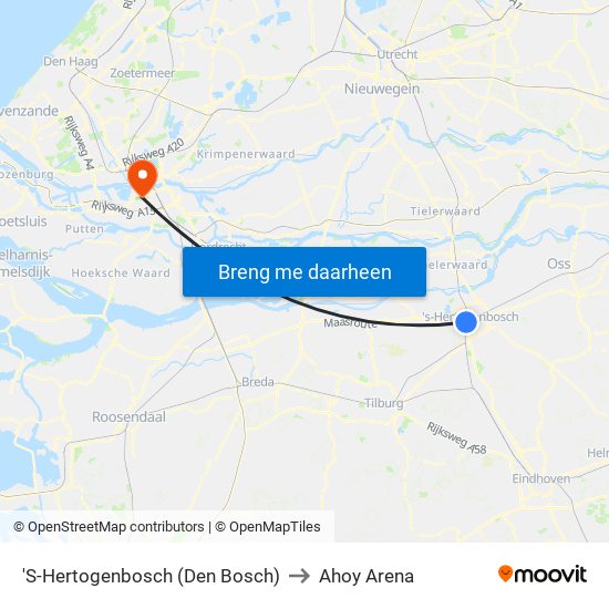 'S-Hertogenbosch (Den Bosch) to Ahoy Arena map