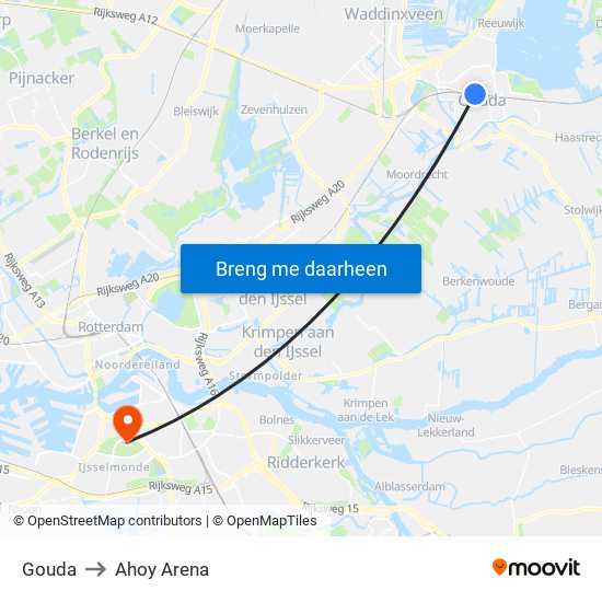 Gouda to Ahoy Arena map