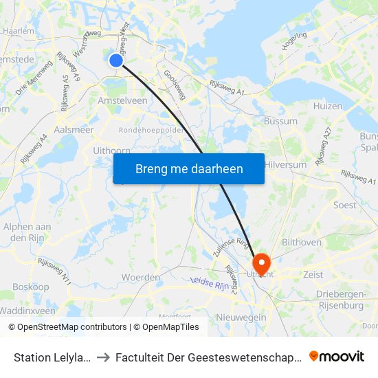 Station Lelylaan to Factulteit Der Geesteswetenschappen map