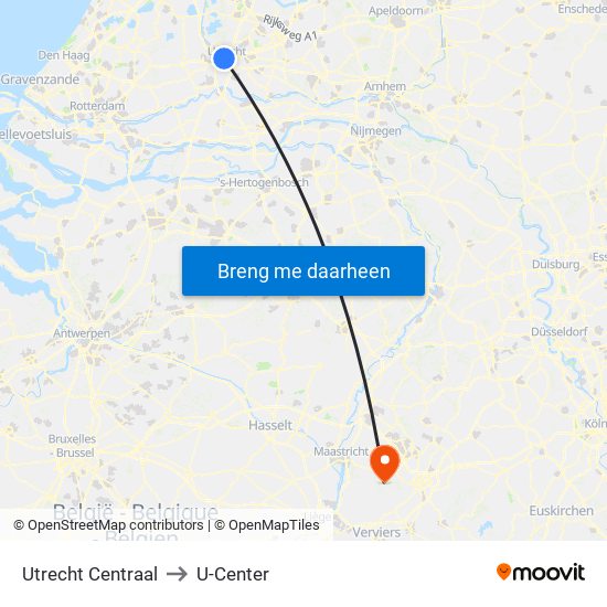 Utrecht Centraal to U-Center map