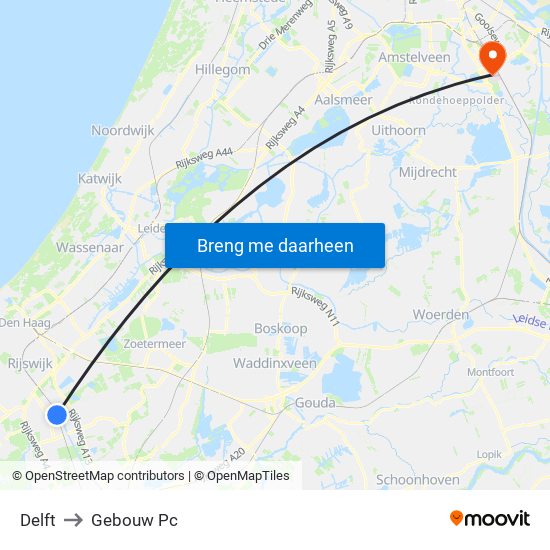 Delft to Gebouw Pc map