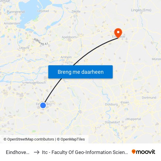 Eindhoven, Station to Itc - Faculty Of Geo-Information Science And Earth Observation map