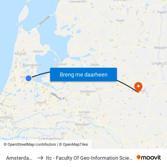 Amsterdam Centraal to Itc - Faculty Of Geo-Information Science And Earth Observation map