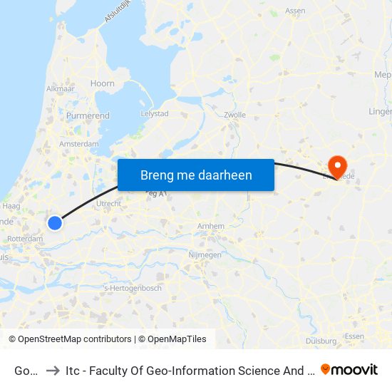 Gouda to Itc - Faculty Of Geo-Information Science And Earth Observation map