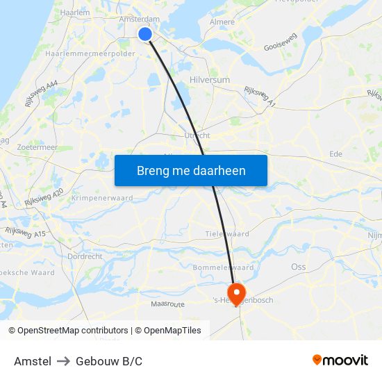 Amstel to Gebouw B/C map