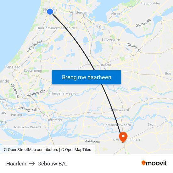 Haarlem to Gebouw B/C map