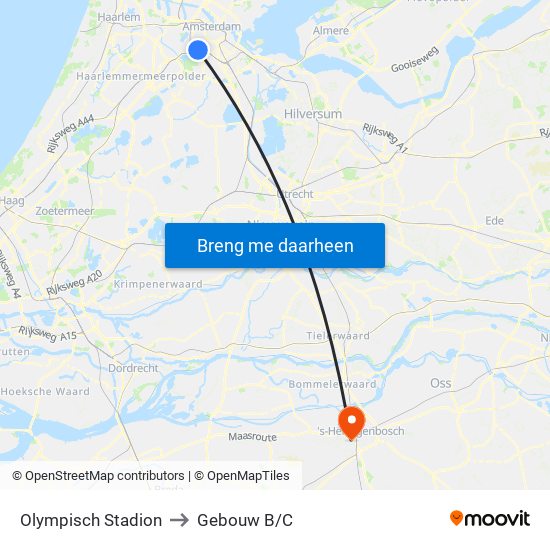 Olympisch Stadion to Gebouw B/C map