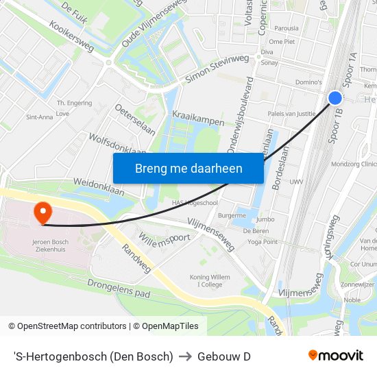 'S-Hertogenbosch (Den Bosch) to Gebouw D map