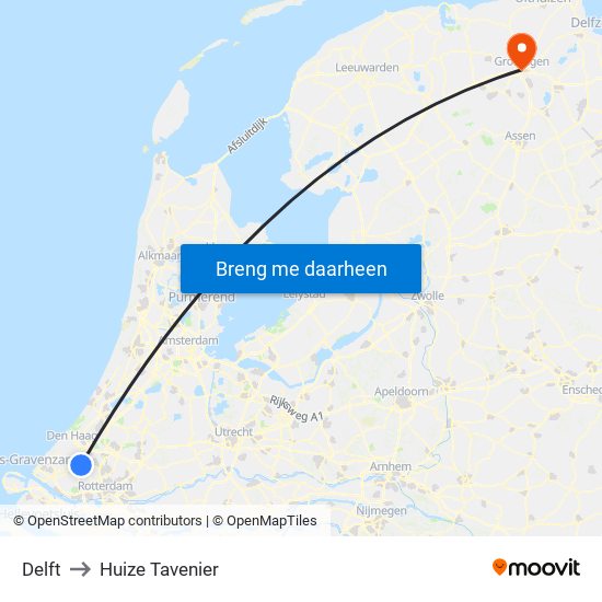 Delft to Huize Tavenier map