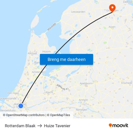Rotterdam Blaak to Huize Tavenier map