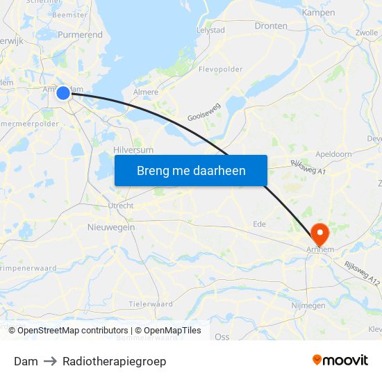 Dam to Radiotherapiegroep map