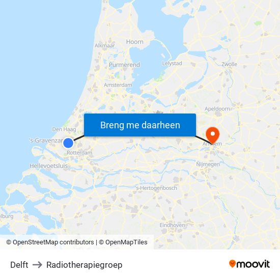 Delft to Radiotherapiegroep map