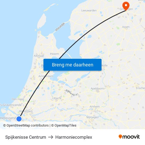 Spijkenisse Centrum to Harmoniecomplex map