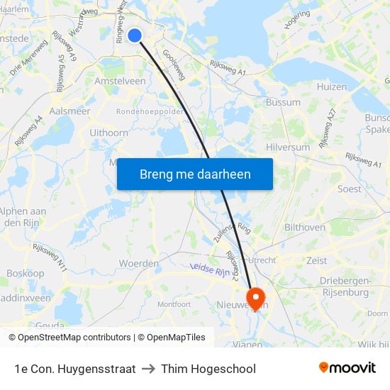 1e Con. Huygensstraat to Thim Hogeschool map