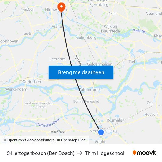 'S-Hertogenbosch (Den Bosch) to Thim Hogeschool map