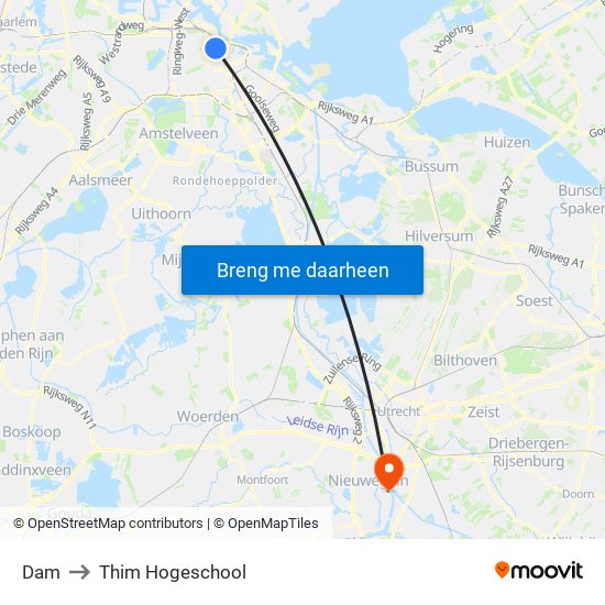 Dam to Thim Hogeschool map