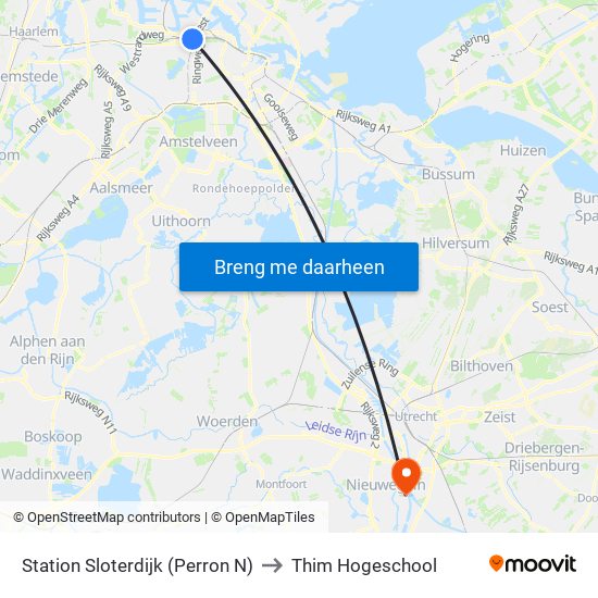 Station Sloterdijk (Perron N) to Thim Hogeschool map