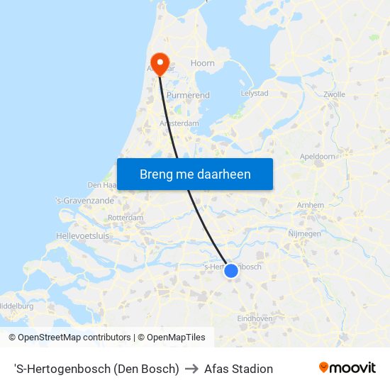 'S-Hertogenbosch (Den Bosch) to Afas Stadion map