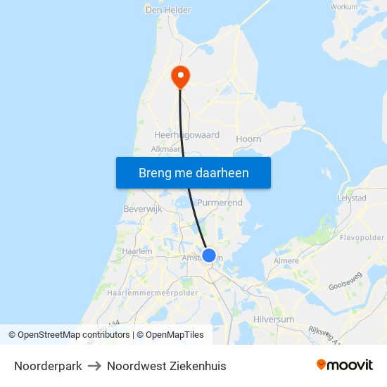 Noorderpark to Noordwest Ziekenhuis map