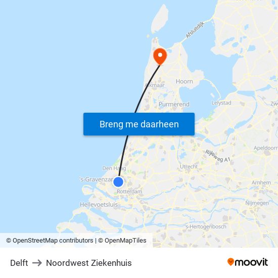 Delft to Noordwest Ziekenhuis map