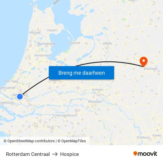 Rotterdam Centraal to Hospice map