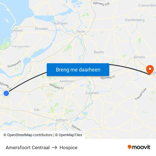 Amersfoort Centraal to Hospice map