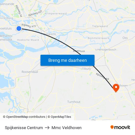 Spijkenisse Centrum to Mmc Veldhoven map
